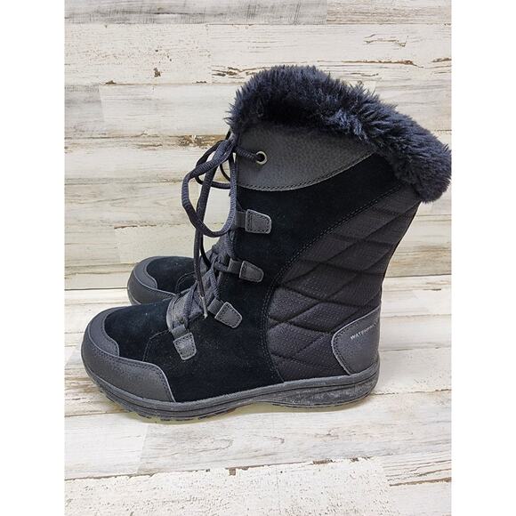 Columbia Womens YL5328-010 Waterproofed Black Fur Boots Size 10 - Picture 7 of 12